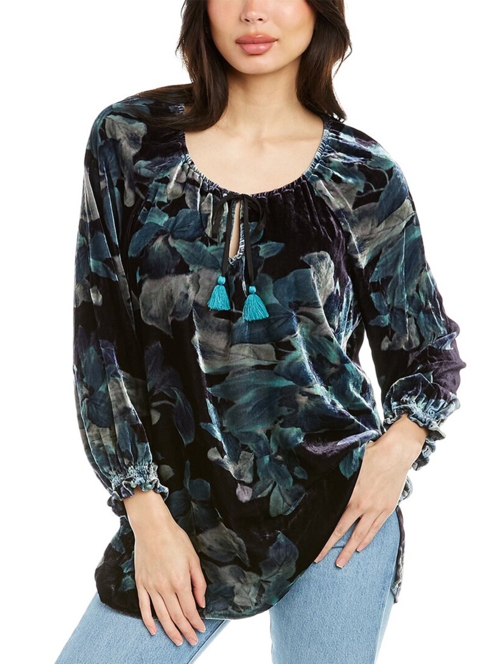 Johnny Was Glowing Iris Bishop Sleeve Peasant Tunic Blouse
